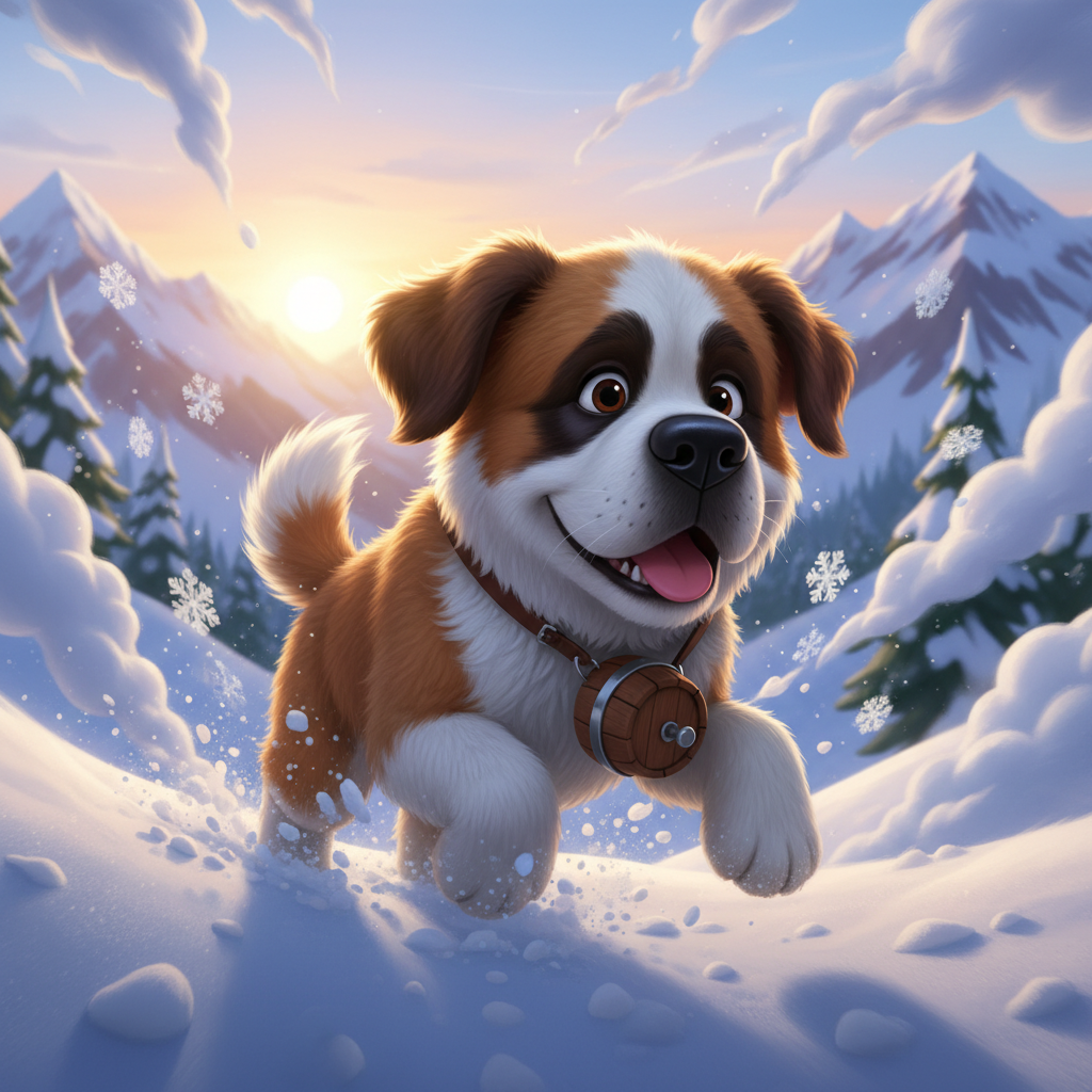 Saint Bernard's Snow Adventure — Bedtime Story for Kids