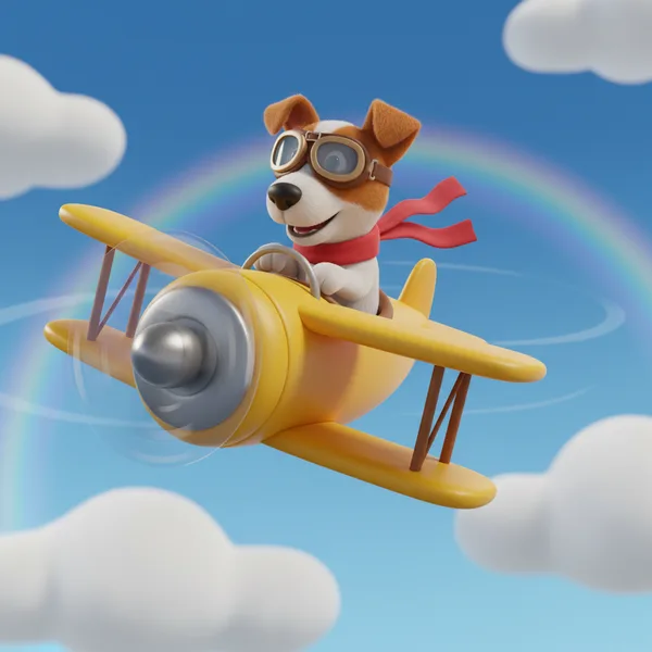 Flying Dog Adventure — Free Coloring Page for Kids