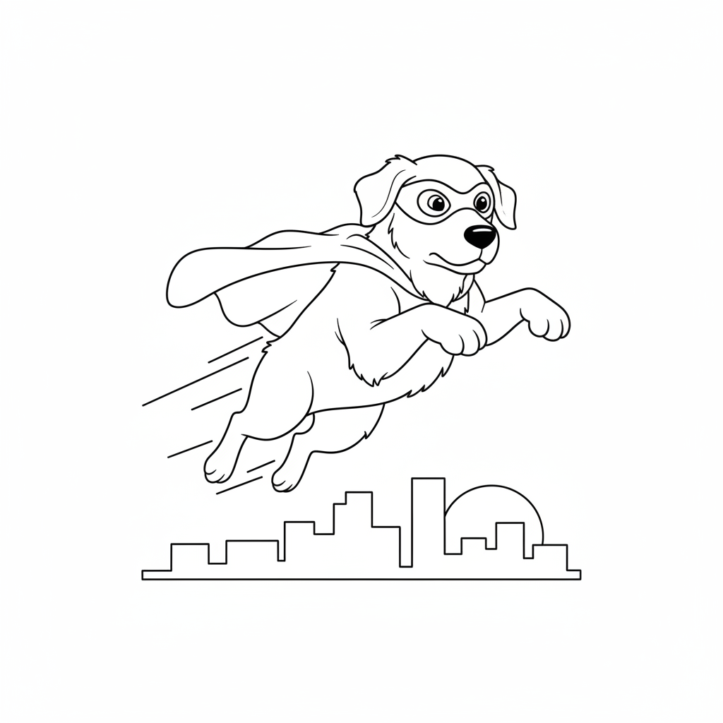 Flying Puppy Adventure — Free Printable Coloring Page for Kids coloring page