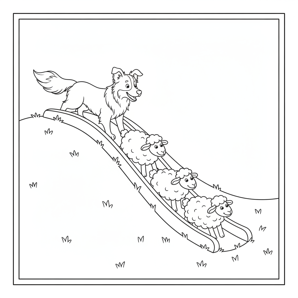 Playful Dog on a Hill — Free Coloring Page for Kids