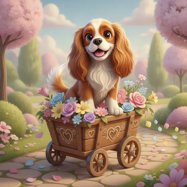 Cheerful Cavalier in a Flower Cart — Free Coloring Page for Kids