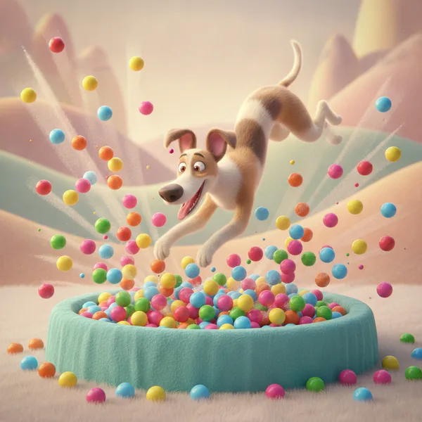 Playful Whippet in a Colorful Ball Pit — Free Printable Coloring Page for Kids