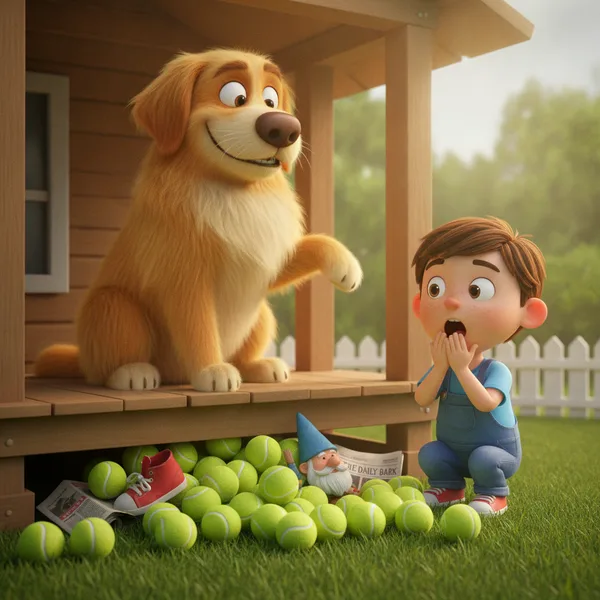 Perro Dorado Juguetón con Pelotas de Tenis — Dibujos de Perros para Colorear — Gratis para Imprimir