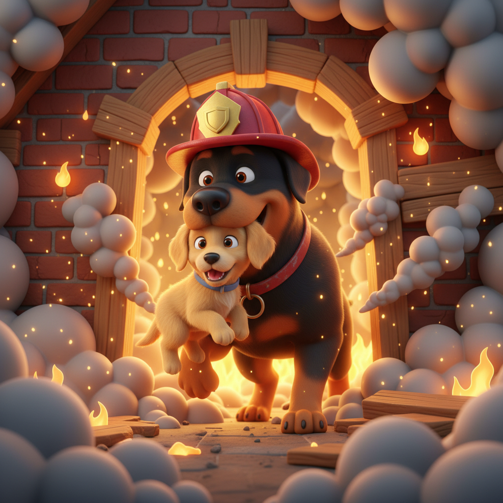 Brave Rottweiler Firefighter — Bedtime Story for Kids