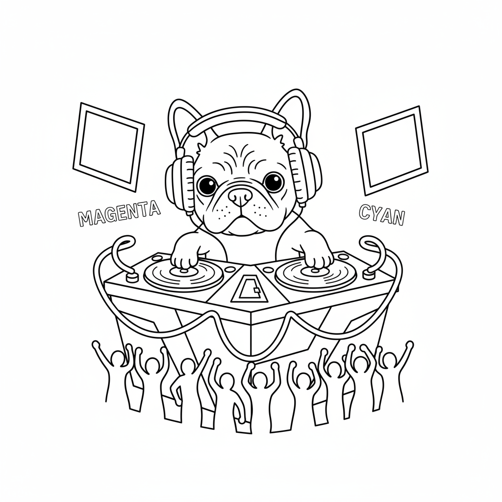 DJ Barks at the Neon Party — Free Printable Coloring Page for Kids coloring page