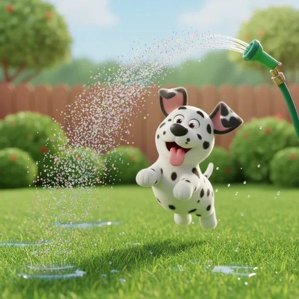 Dalmatian Backyard Splash — Free Coloring Page for Kids