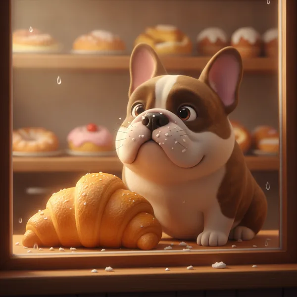 French Bulldog at a Bakery Display — Free Coloring Page for Kids