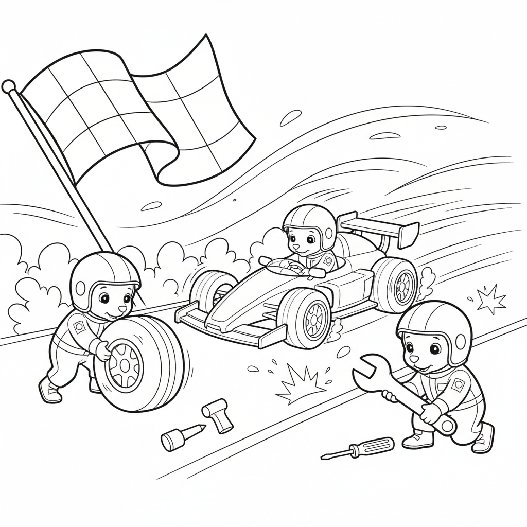 Puppy Pit Crew — Free Coloring Page for Kids coloring page