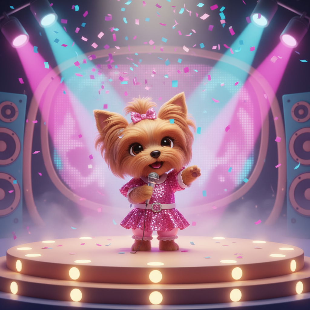 Yorkie Glitter Stage Performance — Bedtime Story for Kids