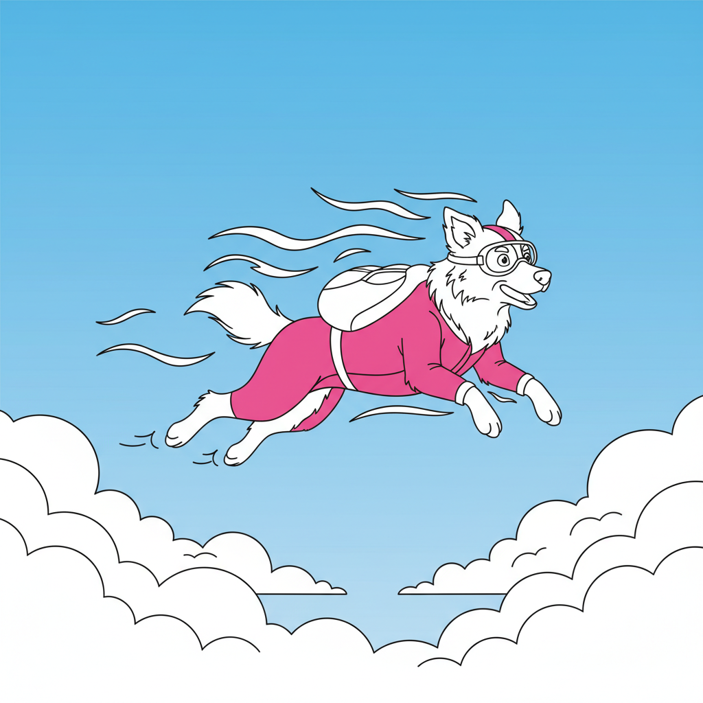 Pink Jumpsuit Sky Dive — Free Coloring Page for Kids coloring page