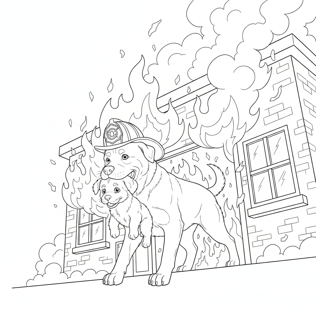 Brave Rescue Scene — Free Coloring Page for Kids coloring page