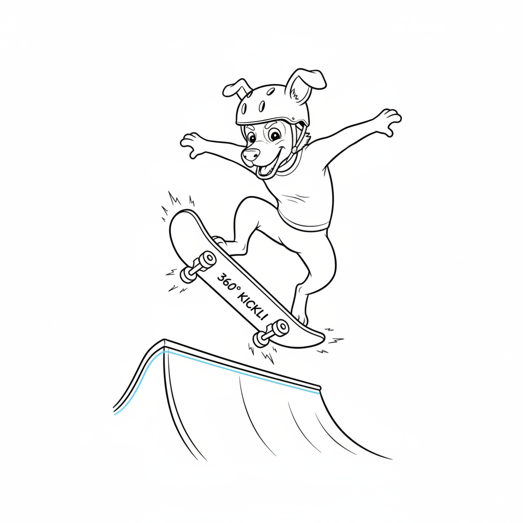 Skateboard Adventure — Free Coloring Page for Kids coloring page