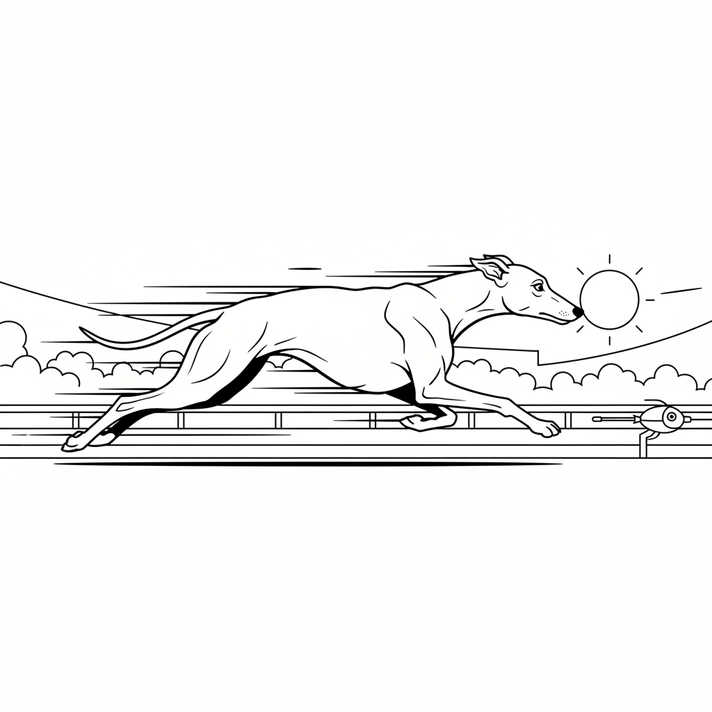 Energetic Greyhound Running — Free Coloring Page for Kids coloring page