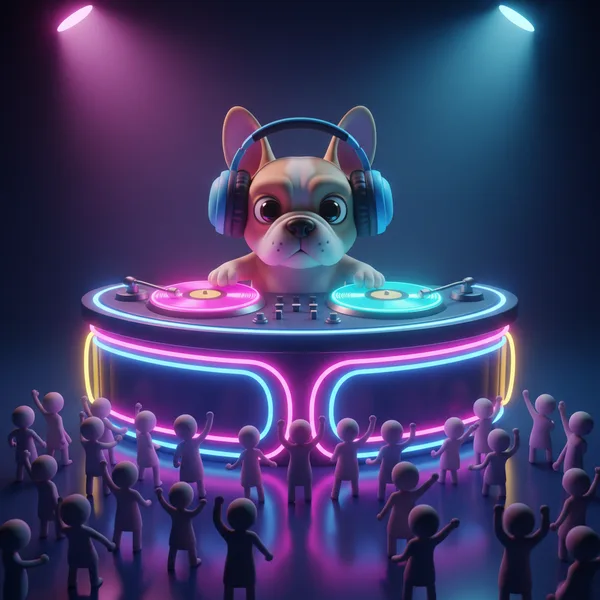 DJ Barks at the Neon Party — Free Printable Coloring Page for Kids
