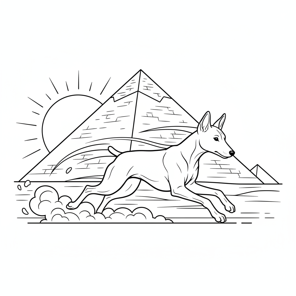 Basenji Desert Sprint — Free Coloring Page for Kids coloring page