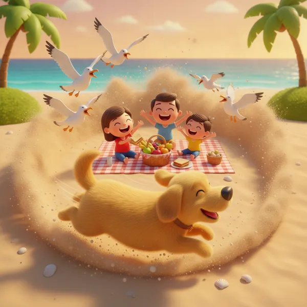 Dibujo de Playa Divertido — Gratis para Imprimir
