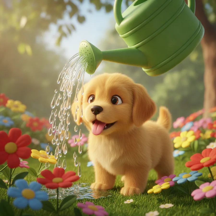 Cette page de coloriage présente un adorable chien doré entouré de fleurs vibrantes. Les zones faciles à colorier rendent cela amusant pour les enfants, tandis que les détails des fleurs offrent un défi.