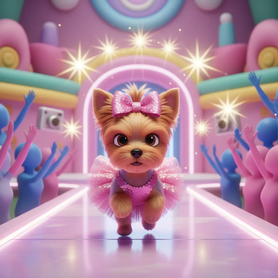 Yorkie Fashion Runway — Free Printable Coloring Page for Kids