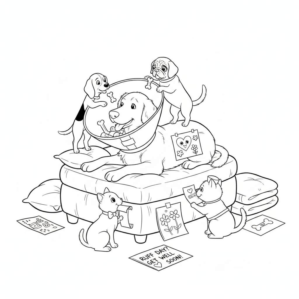 Desenho do Golden Retriever e seus Amigos — Grátis