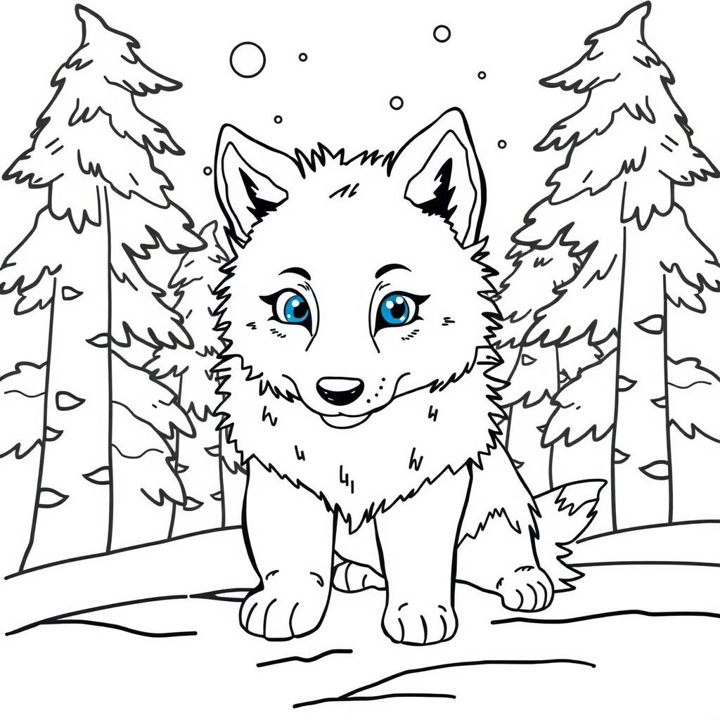 Winter Wolf Coloring Page coloring page