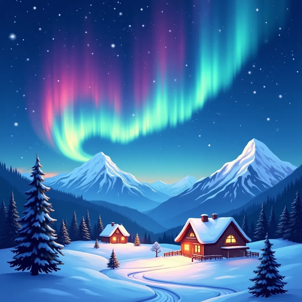 Aurora Lights Coloring Page