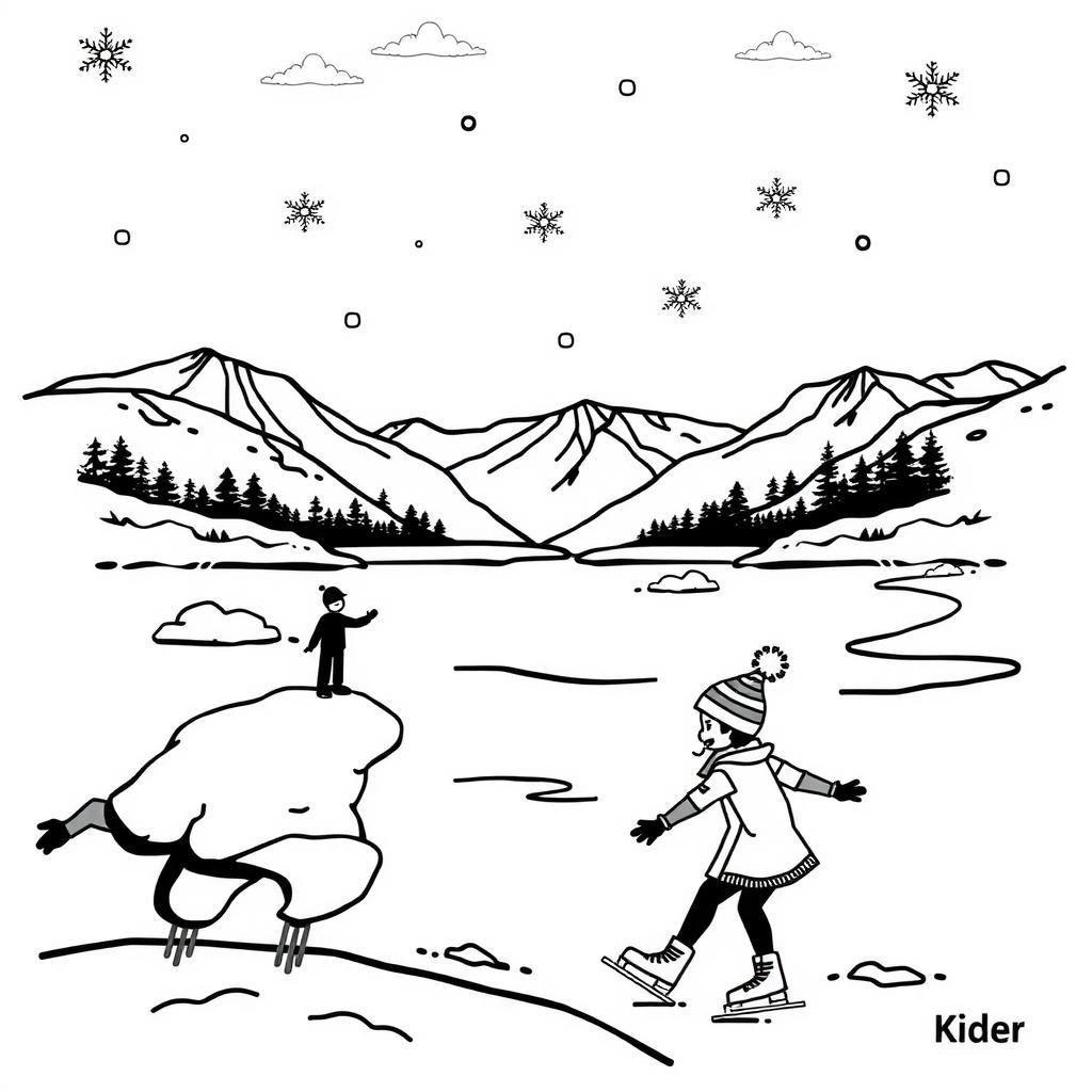 Frozen Lake Coloring Page coloring page