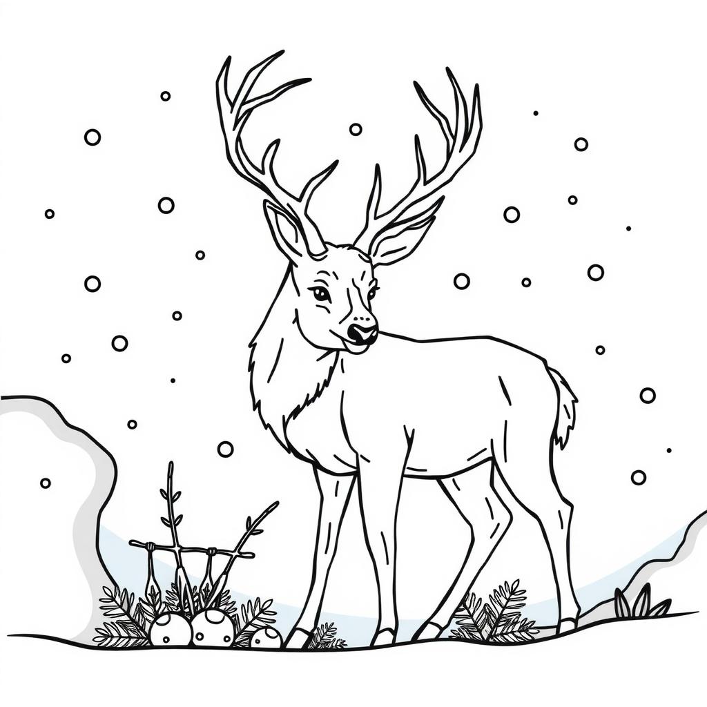 Snow Deer Coloring Page coloring page