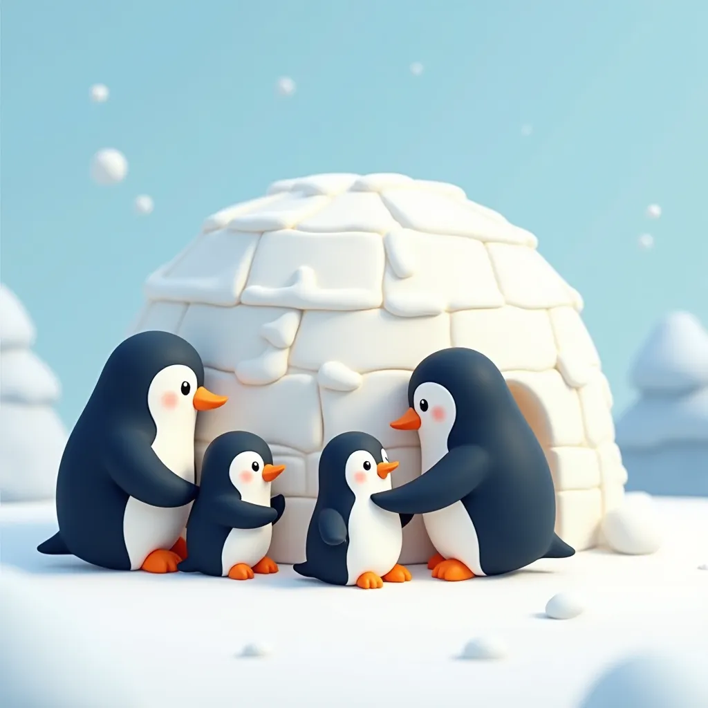 Penguin Family Coloring Page