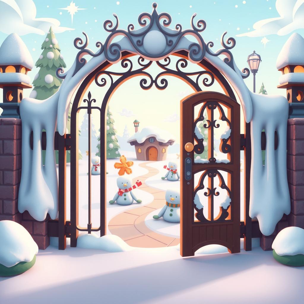 Winter Garden Gate Coloring Page