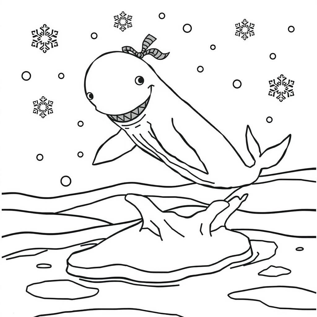 Snowflake Whale Coloring Page coloring page