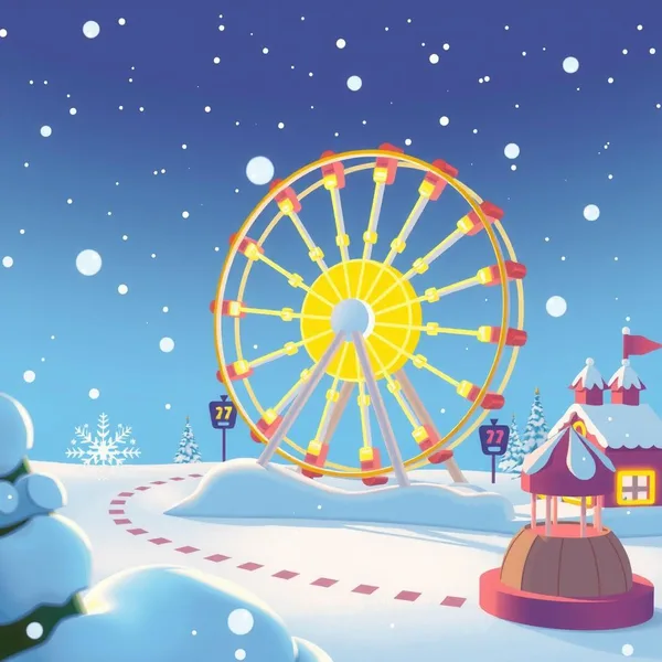 Icy Ferris Wheel Coloring Page