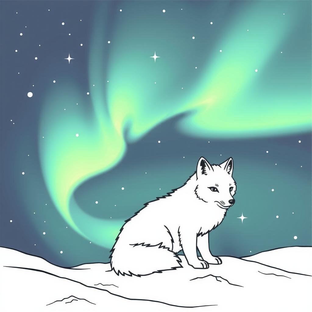 Snow Fox Coloring Page coloring page