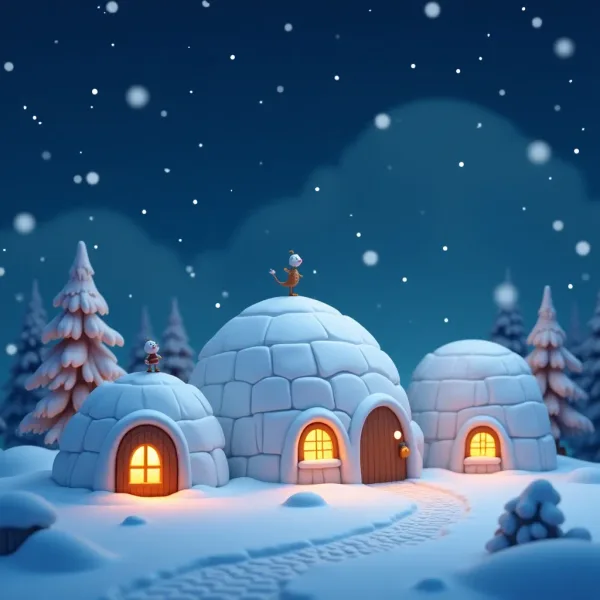 Igloo Village Coloring Page