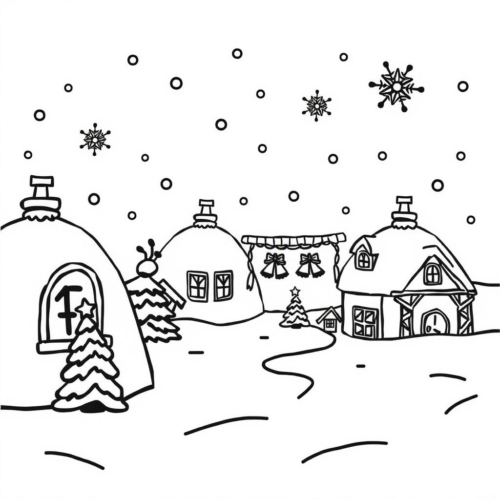 Igloo Village Coloring Page coloring page