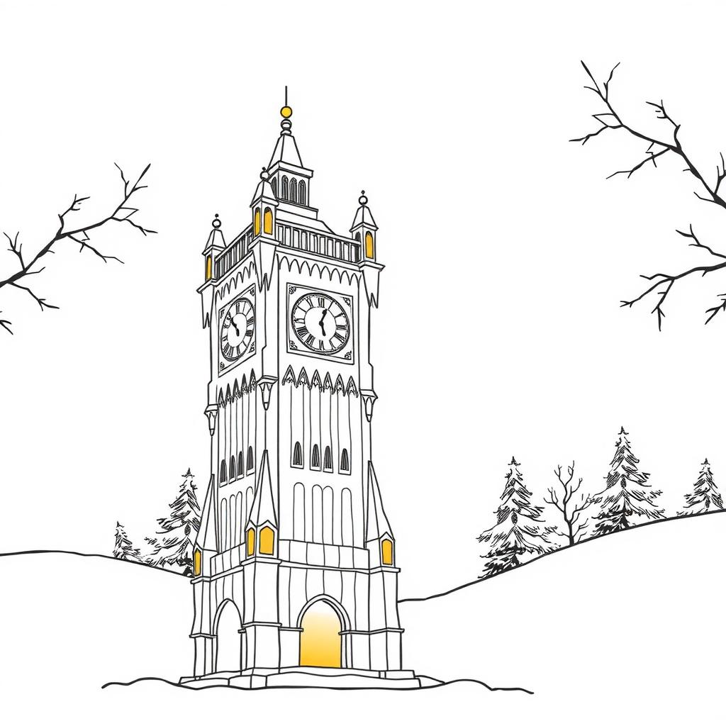 Frozen Clock Tower Coloring Page coloring page