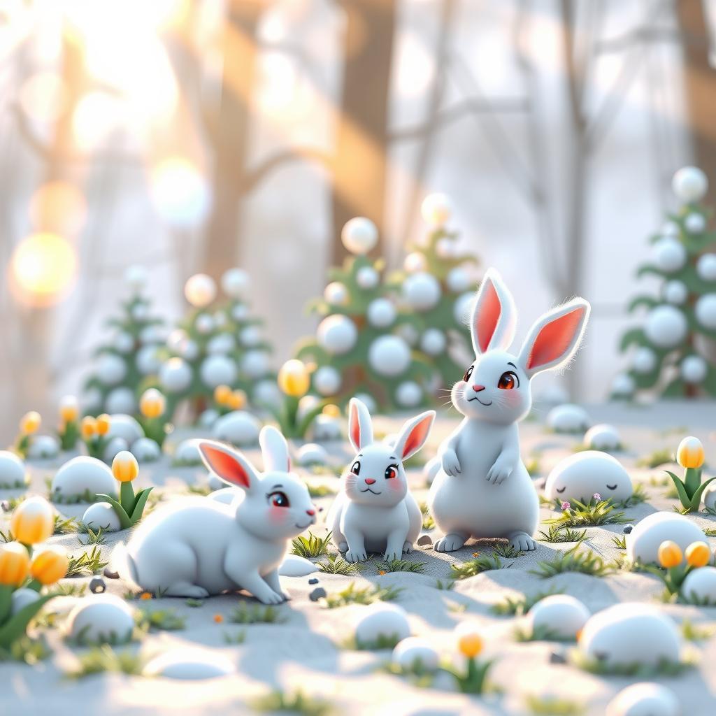 Snow Bunny Meadow Coloring Page