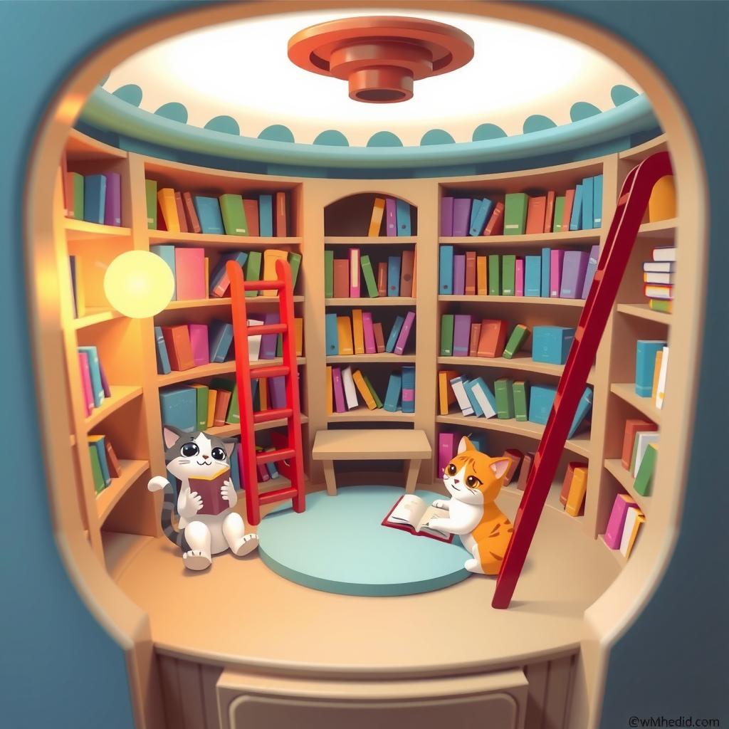 Tiny Library Coloring Page