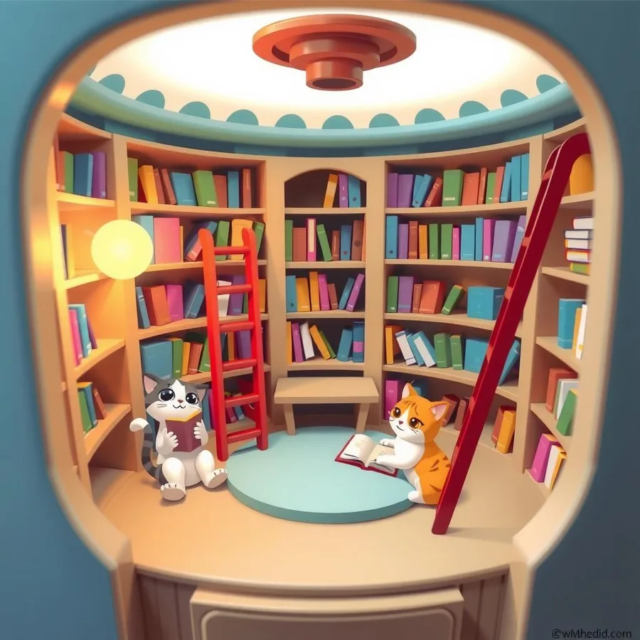 Tiny Library Coloring Page