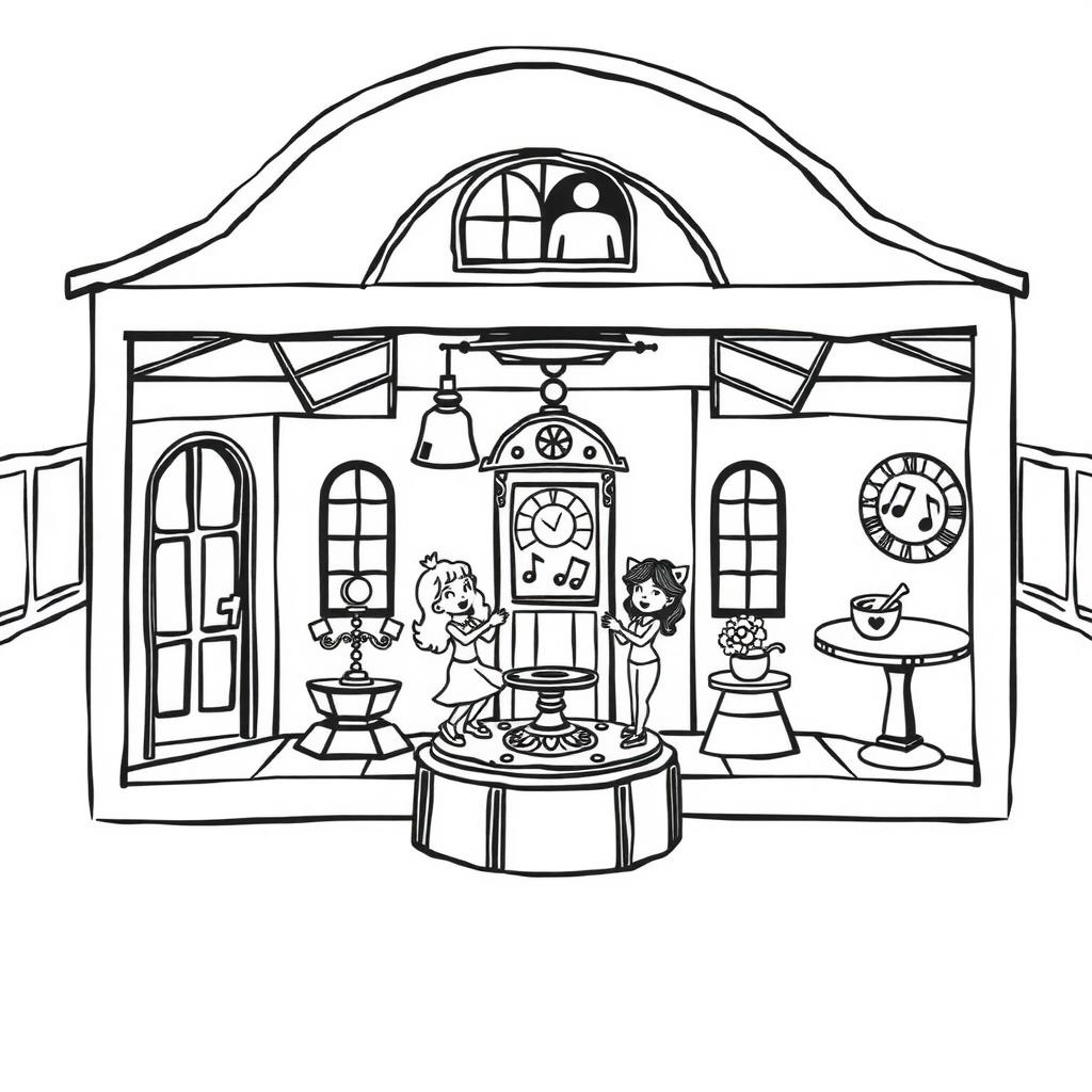 Music Box Room Coloring Page coloring page
