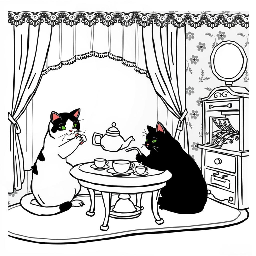 Lace Curtain Parlour Coloring Page coloring page