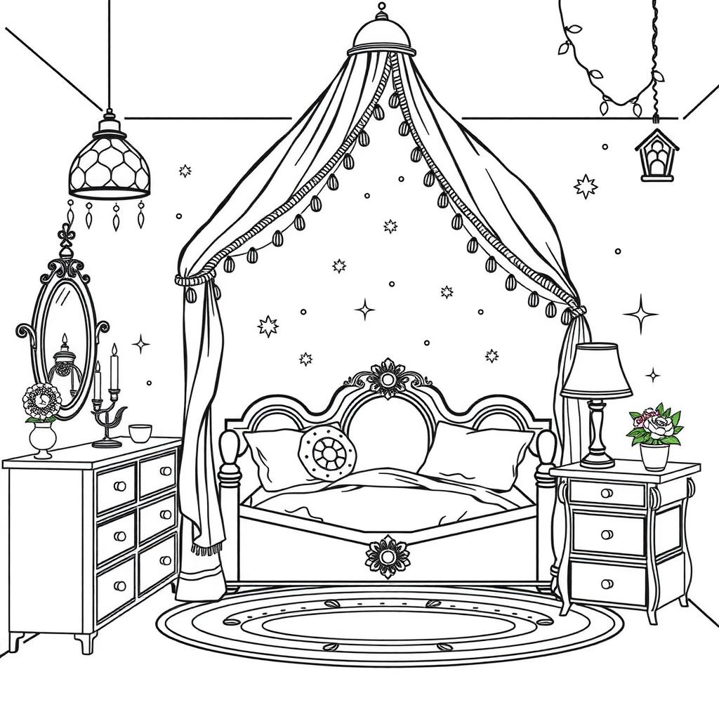 Magical Bedroom Coloring Page coloring page