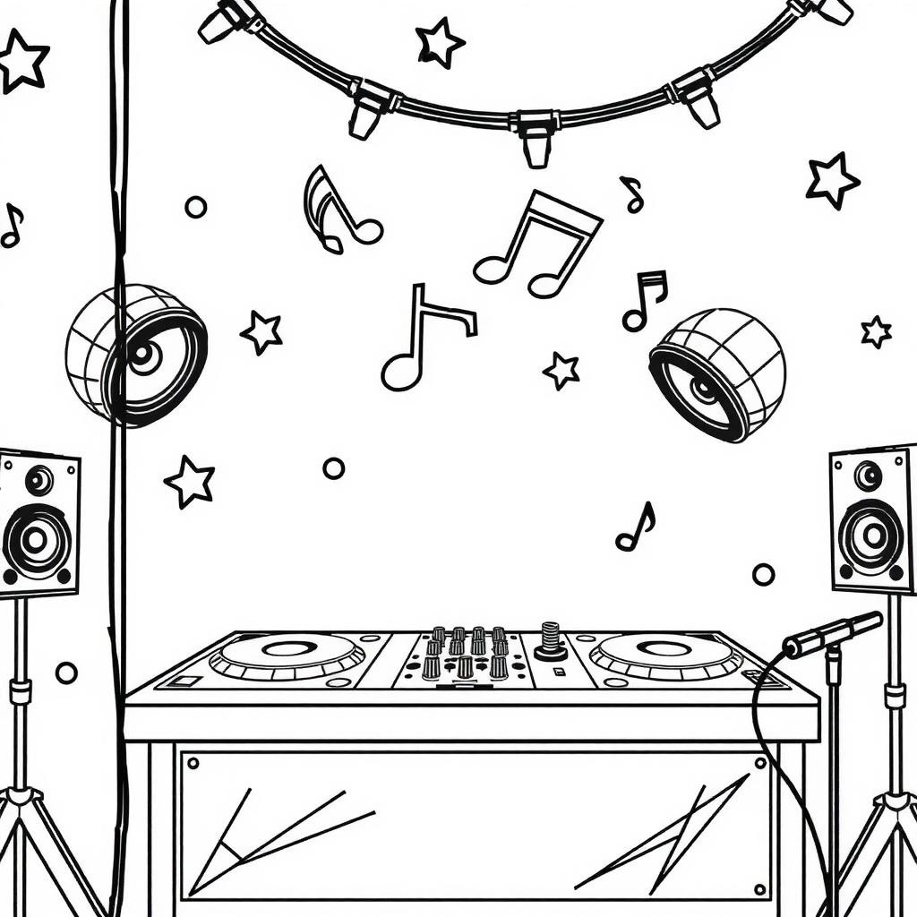 DJ Room Coloring Page coloring page