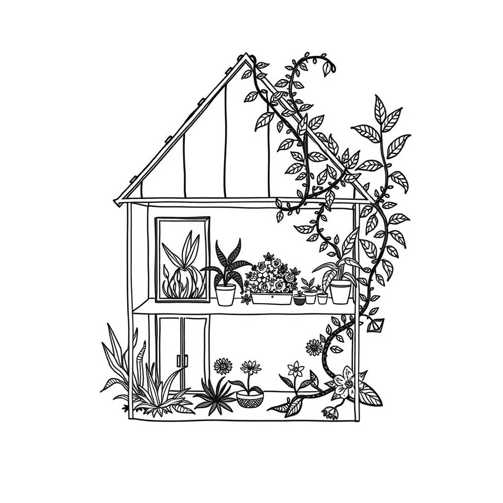 Magical Greenhouse Coloring Page coloring page