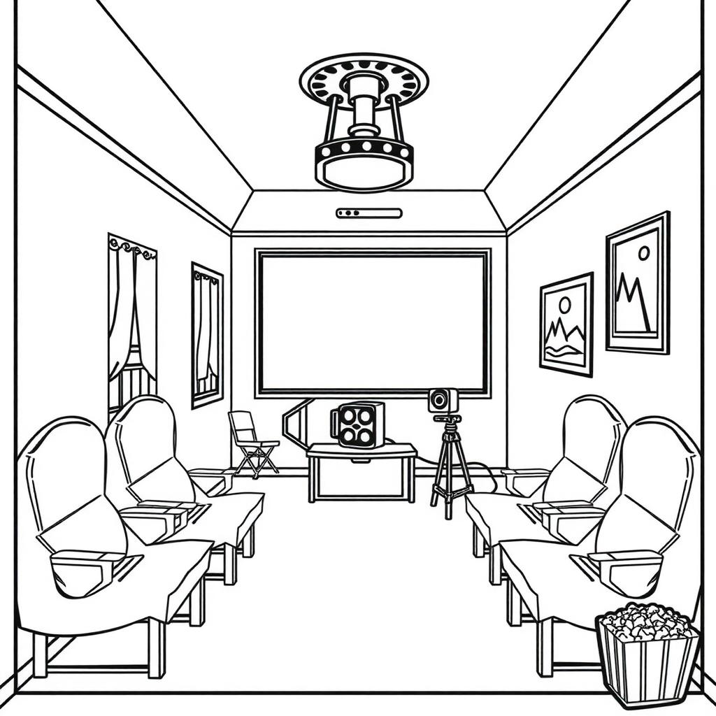 Tiny Movie Theatre Coloring Page coloring page