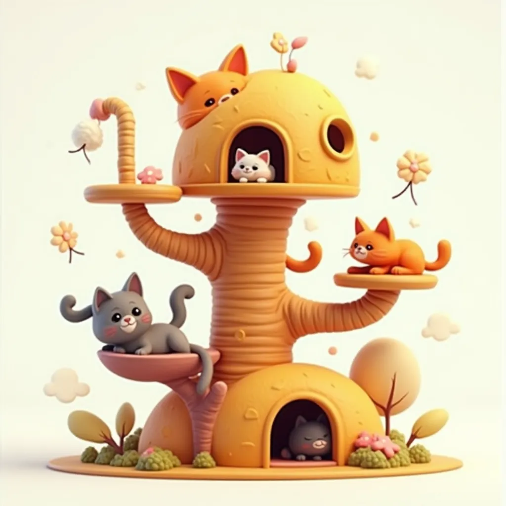 Cat Tower Coloring Page