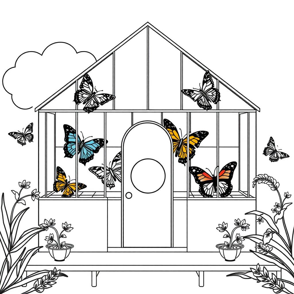 Butterfly Conservatory Coloring Page coloring page