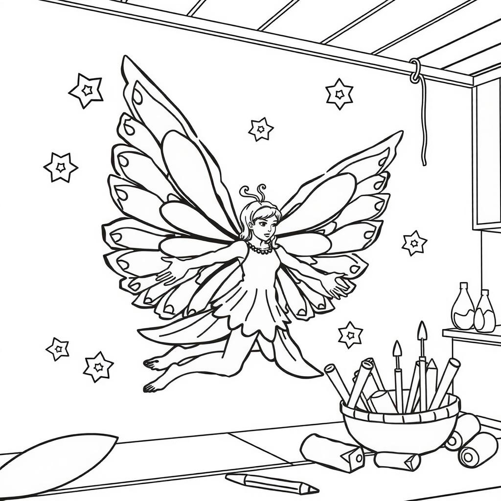 Fairy Wings Workshop Coloring Page coloring page