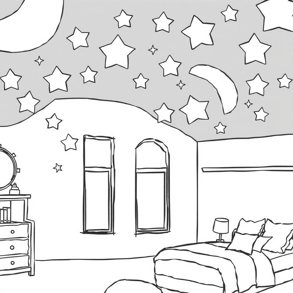 Night Light Loft Coloring Page coloring page