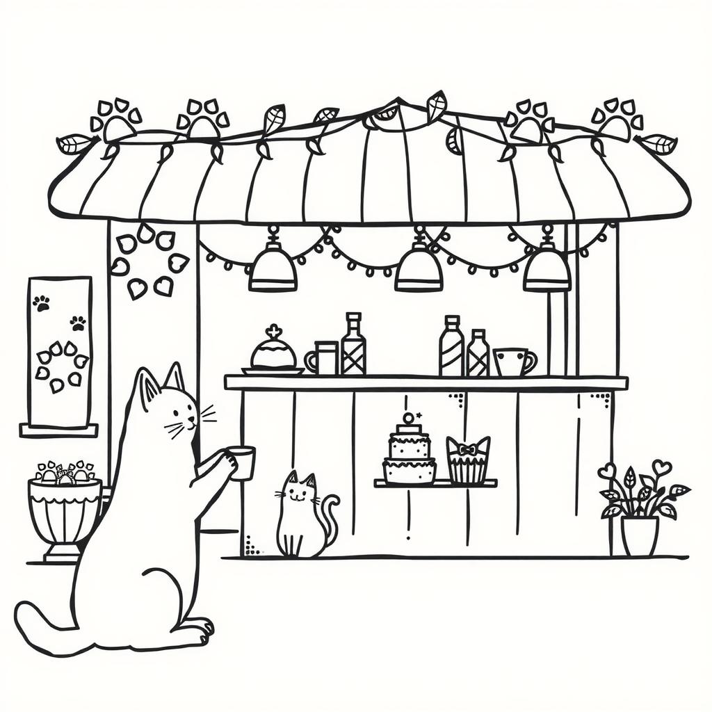 Kitty Cat Café Coloring Page coloring page