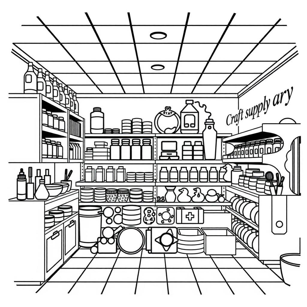 Craft Supply Store Coloring Page coloring page